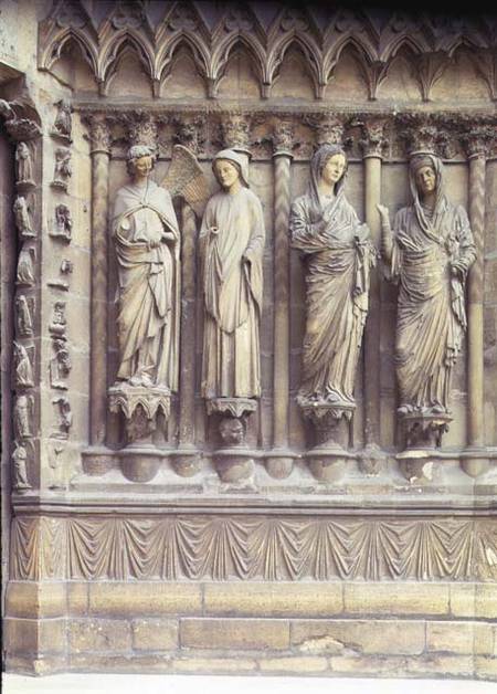 (LtoR) The Annunciation and the Visitation, right-hand jamb figures from the central portal of the w od French School