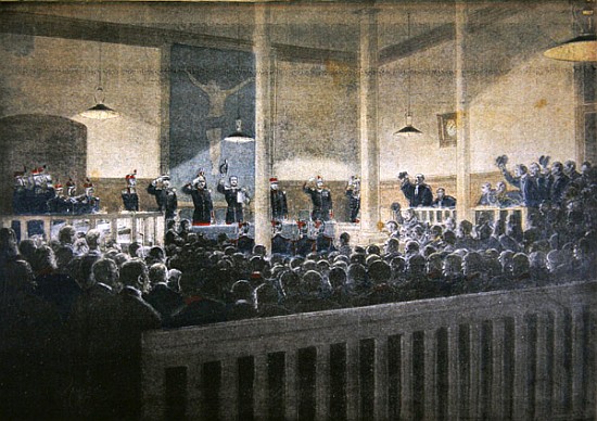 Major Esterhazy court-martialled, reading the decision, illustration from the illustrated supplement od French School