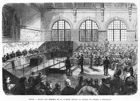 Members of the Commune being court martialled at Versailles od French School
