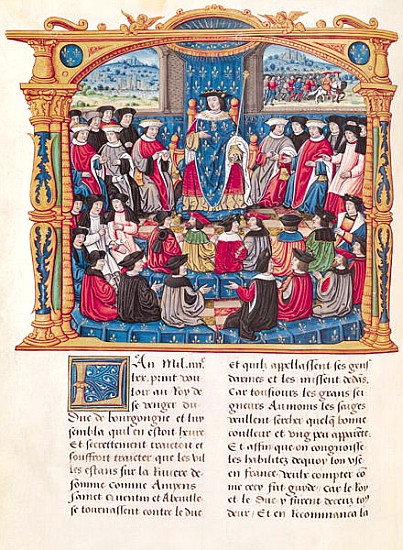 Ms 18 Fol.66v Louis XI Begins the War against Charles le Temeraire, Duke of Burgundy, from the Memoi od French School