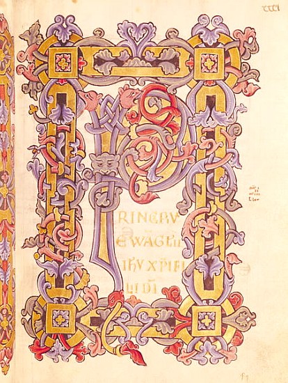 Ms 479 fol.32 Initial ''P'' from ''Les Evangiles de l''Abbaye de Cysoing'' od French School