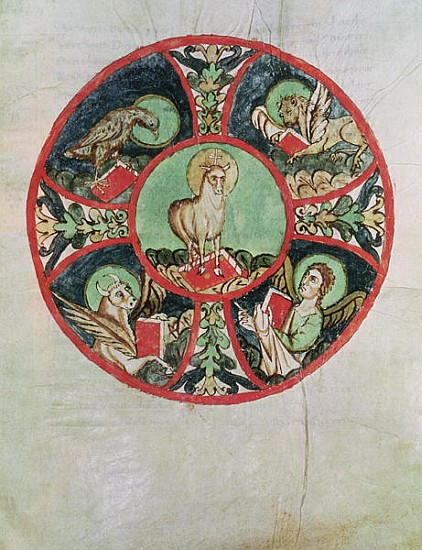 Ms. 69 fol.138v The Lamb of God surrounded the Symbols of the Evangelists od French School
