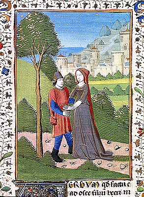 Ms. H7 fol.103v Hosea and the Prostitute, from the Bible of Jean XXII od French School