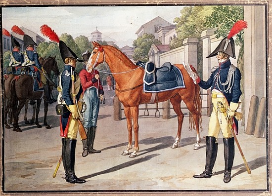 Officer and Guard of the Royal Guard in 1826 od French School