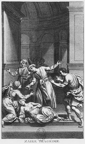 Orosmane killing Zaire, illustration from Act V of ''Zaire'' by Voltaire (1694-1778) od French School