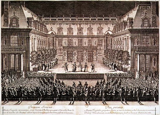 Performance of the opera ''Alceste'', performed in the Marble Courtyard at the Chateau de Versailles od French School