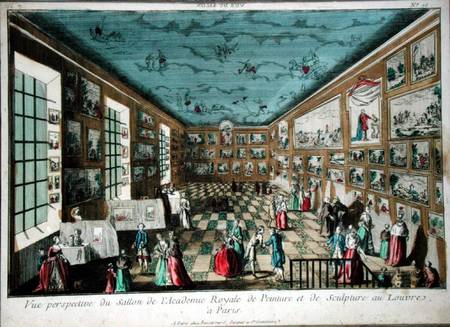 Perspective View of the Salon of the Royal Academy of Painting and Sculpture at the Louvre, Paris od French School