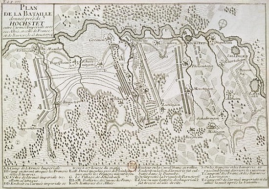 Plan of the Battle of Blenheim between the Imperial Army and the Franco-Bavarian Army, 13th August 1 od French School