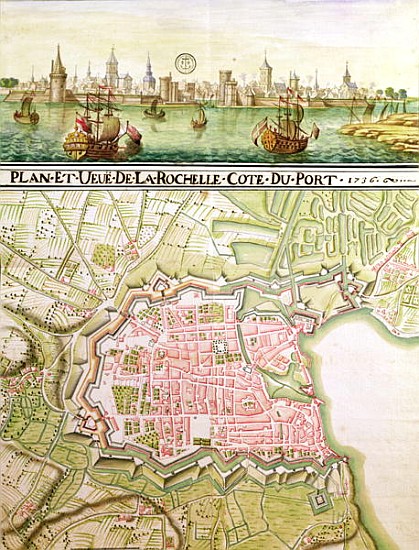 Plan of the town of La Rochelle od French School