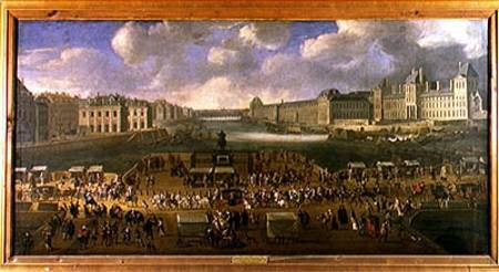 The Pont-Neuf with a procession od French School