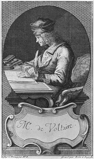 Portrait of Voltaire at Ferney; engraved by Joseph Friedrich Rein (1720-95) od French School