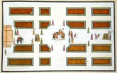Presentation of Gentil by Nawab Shuja ud-Daula to Emperor Shah Alam in Angur Bagh from 'The Gentil A od French School