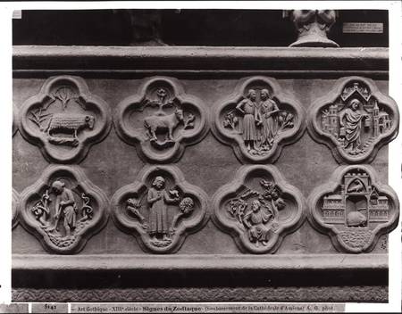 Quatrefoils with the Signs of the Zodiac and the Labours of the Year, from the Cathedral of Notre-Da od French School