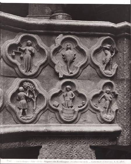 Quatrefoils with the Signs of the Zodiac and the Labours of the Year, from the Cathedral of Notre-Da od French School
