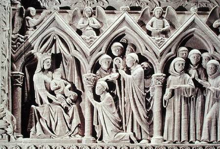 Relief depicting the Presentation of the Monks to the Virgin by St. Etienne of Aubazine, from the To od French School
