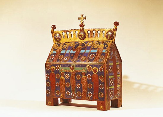 Reliquary chest, 12th-13th century (metal & enamel) od French School