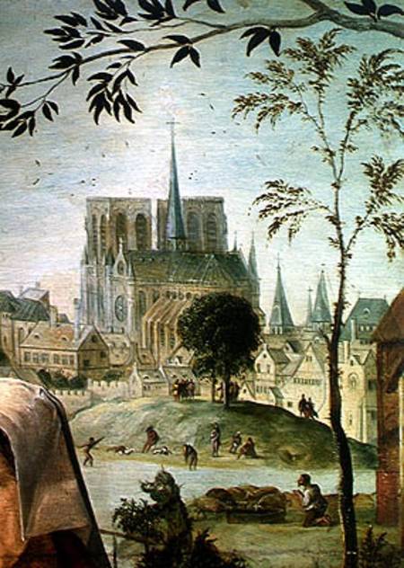 Scene Galante at the Gates of Paris, detail of Notre Dame od French School