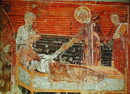 St. Severinus (d.507) curing Clovis I (465-511) copy of a 12th century original in the Church of Cha od French School