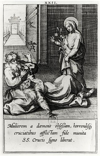 St. Catherine Exorcising a Demon from a Possessed Woman od French School