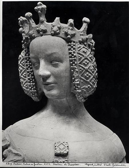 Copy of a statue of Isabella of Bavaria (1371-1435) detail of her head od French School