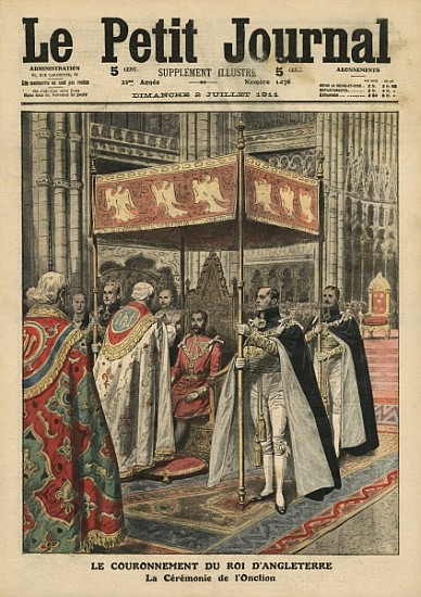 The Coronation of King George V (1865-1936) and the Ceremony of Unction at Westminster Abbey, 23 Jun od French School