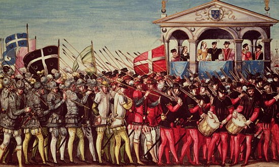 The Cortege of Drummers and Soldiers at the Royal Entry Festival of Henri II (1519-59) into Rouen, 1 od French School