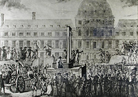 The First Execution Guillotine, Place du Carrousel, 13th August 1792 od French School