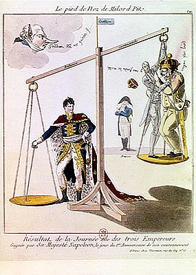 The Result of the Day of the Three Emperors, caricature drawn after the Battle of Austerlitz od French School