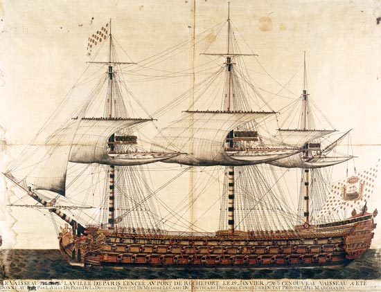 The Ship 'La Ville de Paris' launched at the port of Rochefort od French School