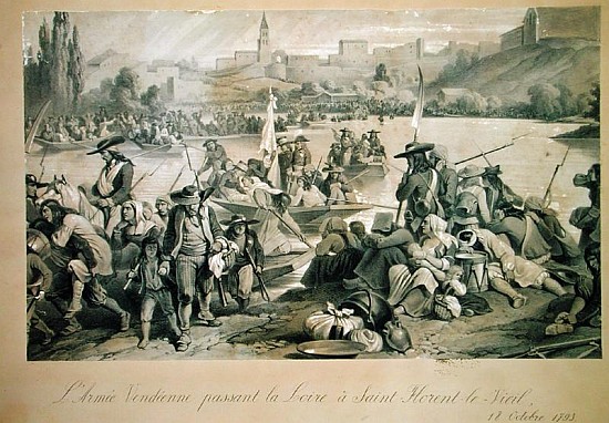 The Vendean Army Crossing the Loire at St. Florent le Vieil, 18th October 1793 od French School