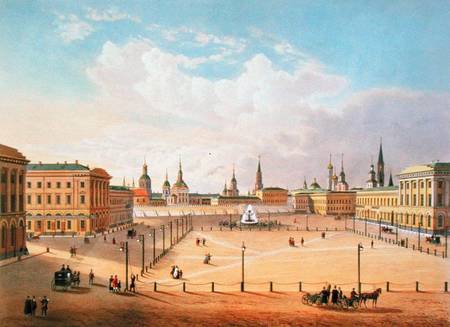 The Theatre Square in Moscow, printed by Jacottet and Bachelier od French School