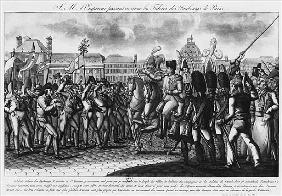 Napoleon I reviewing the Federes of the Parisian suburbs at the Tuileries, illustration from ''Le Mo