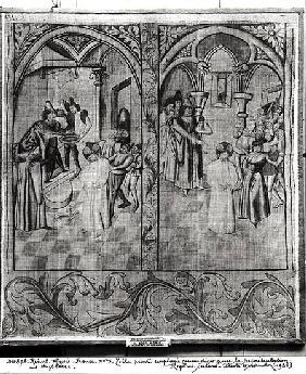 Pilate washes his hands, Ecce Homo, one of four sets for a performance of the Mystery of the Passion
