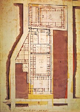 Plan of the Grande and Petite Force prison, rue du Roi de Sicile, Paris (ink & wash on paper)