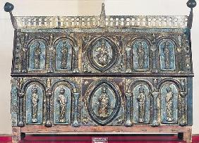 Reliquary chest of St. Viance, Limousin School, c.1230-50 (gilded copper & champleve enamel)