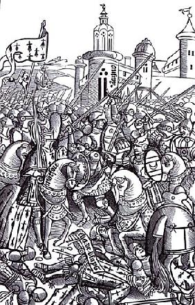 The Battle of Auray, from ''Chroniques de Bretagne'' Alain Bouchard, published 1514
