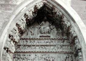 Tympanum from the left portal of the north transcept depicting the Last Judgement