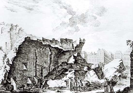 Tower of San Roque, Lisbon after the earthquake of 1755 od French School