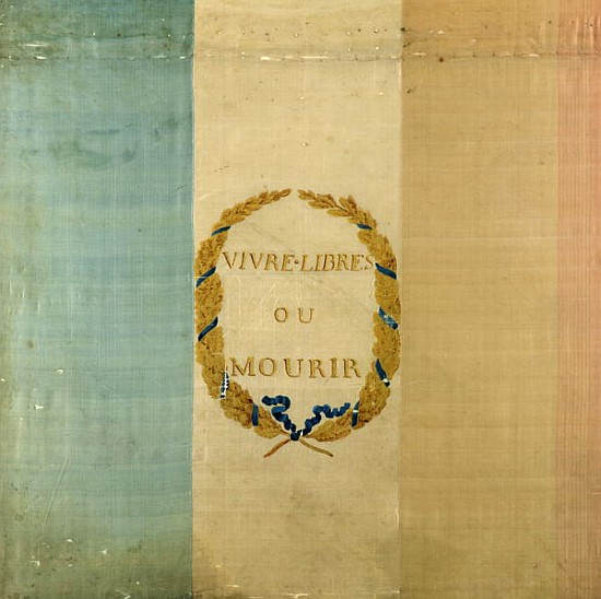 Tricolore with the motto ''Live Free or Die'', 1792 (painted fabric) od French School
