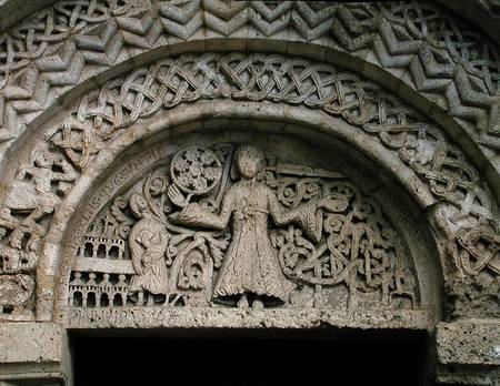 Tympanum depicting Christ of Revelation holding the Seven Stars in His Hand od French School