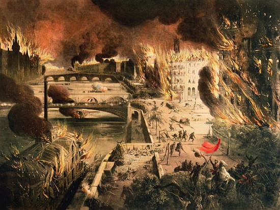 View of the Fires in Paris during the Commune on the 24th and 25th of May od French School