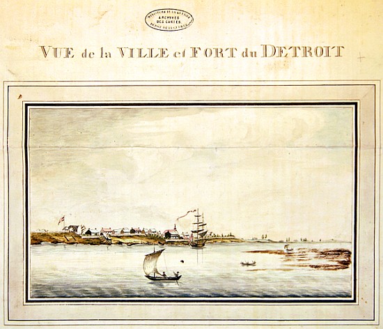 View of the town and fort of Detroit, late eighteenth century od French School