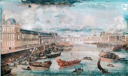 View of the Seine, the Grande Galerie of the Louvre and the College des Quatre Nations od French School