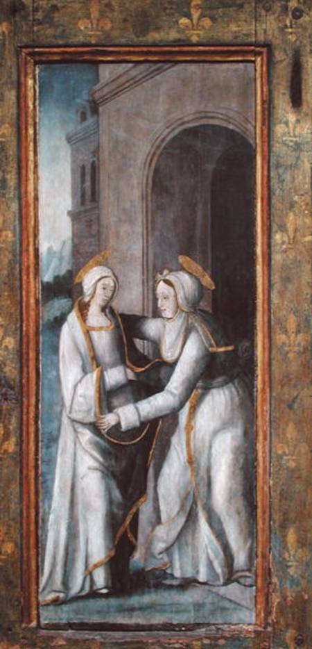 The Visitation, left hand panel from a triptych od French School