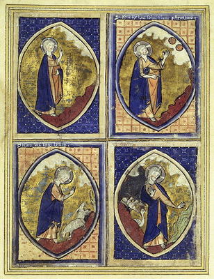 Creation of the firmament, creation of the sun and of the moon, creation of the animals, creation of od French School, (13th century)
