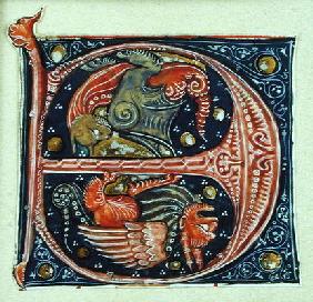 Two winged grotesques (vellum)
