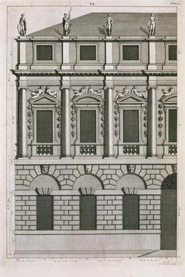 Architectural design demonstrating Palladian proportions, engraved by Bernard Picart (1673-1733) c.1 od French School, (18th century)