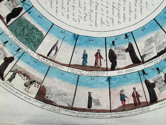 Board game based on the French Revolution, c.1790 (colour litho) od French School, (18th century)