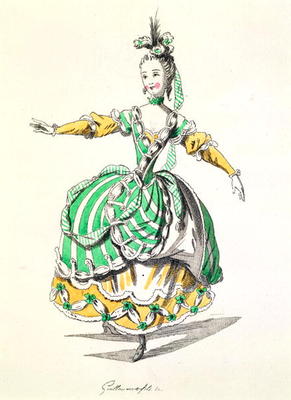 Costume design for Phrygienne, in Dardanus, a libretto by Leclerc de Labruere, composed by Jean-Phil od French School, (18th century)