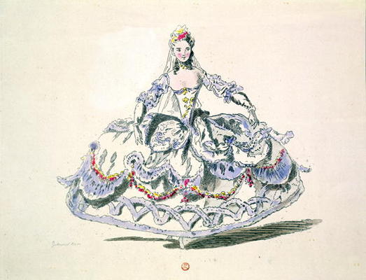 Opera Costume, from the Menus Plaisirs Collection, facsimile by A. Guillaumot Fils (colour litho) od French School, (18th century)
